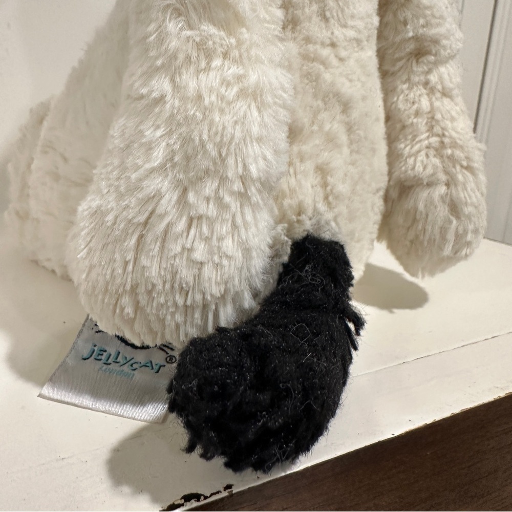 Jellycat London Bashful Puppy Black & Cream Plush Stuffed Animal Medium 12” - Picture 5 of 8